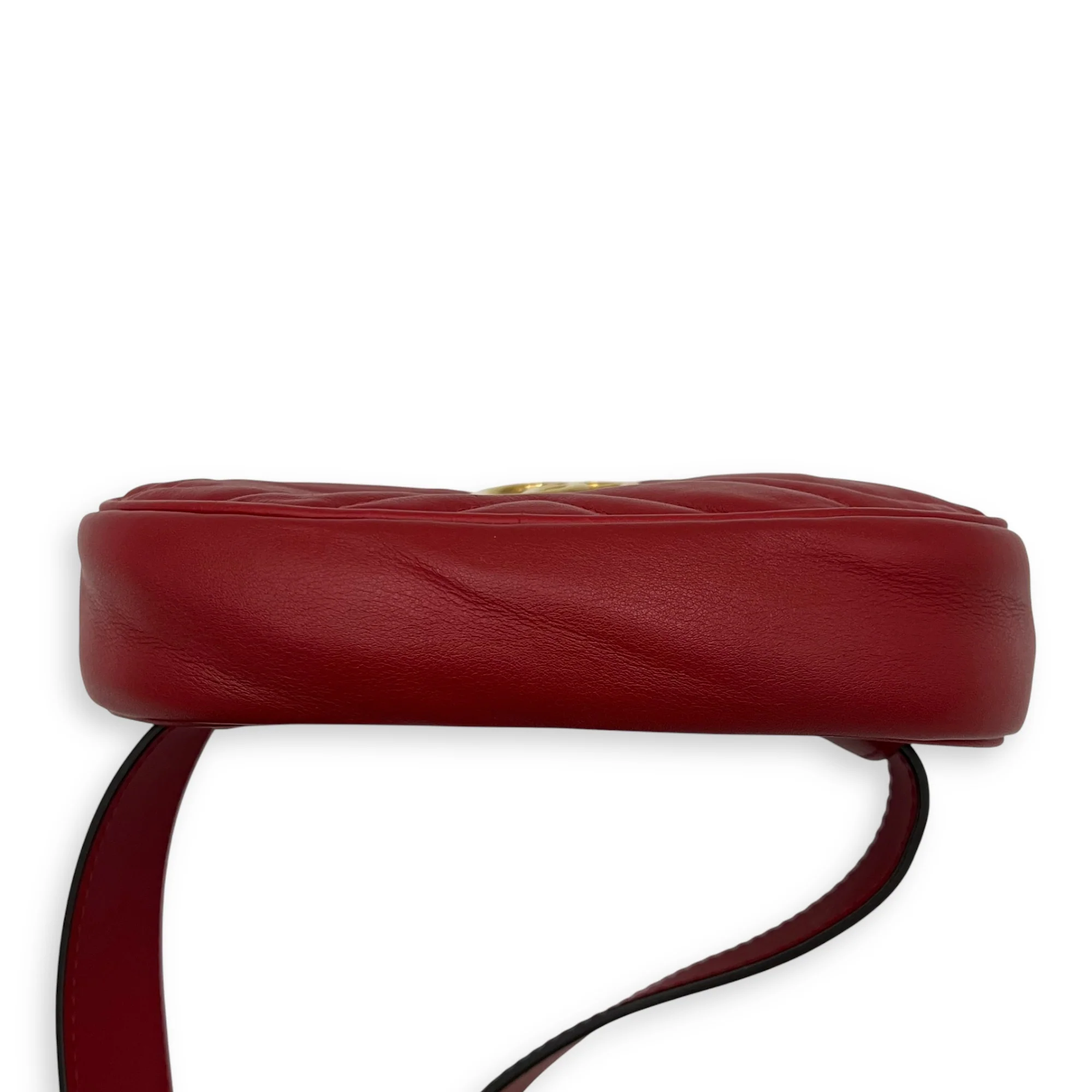 GG Marmont Belt Bag Red in Calfskin, Gold hardware