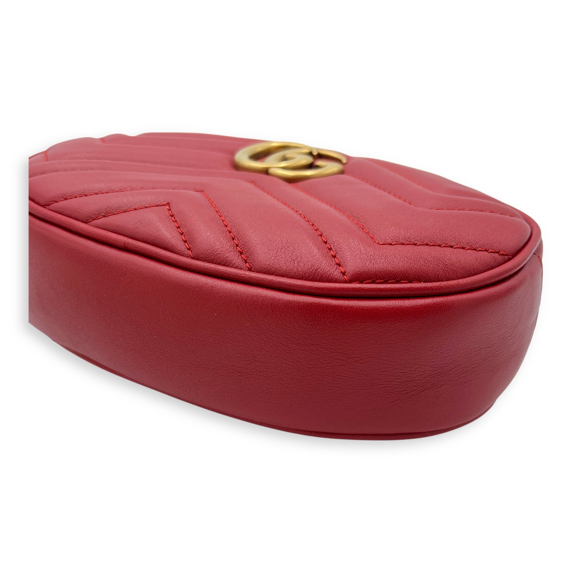 GG Marmont Belt Bag Red in Calfskin, Gold hardware