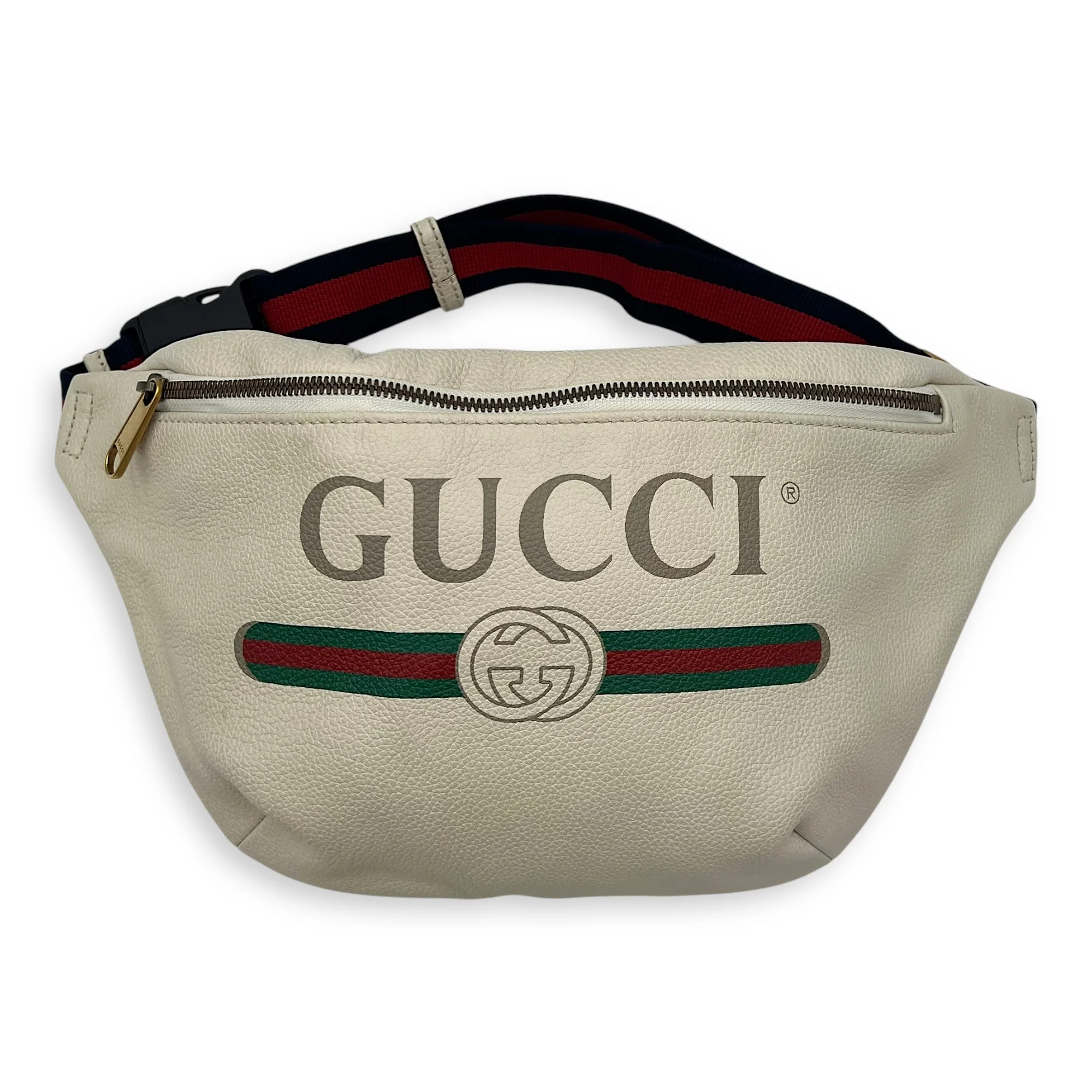 Logo Belt Bag White in Calfskin, Gold hardware