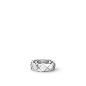 COCO CRUSH RING Quilted motif, small version, 18K white gold