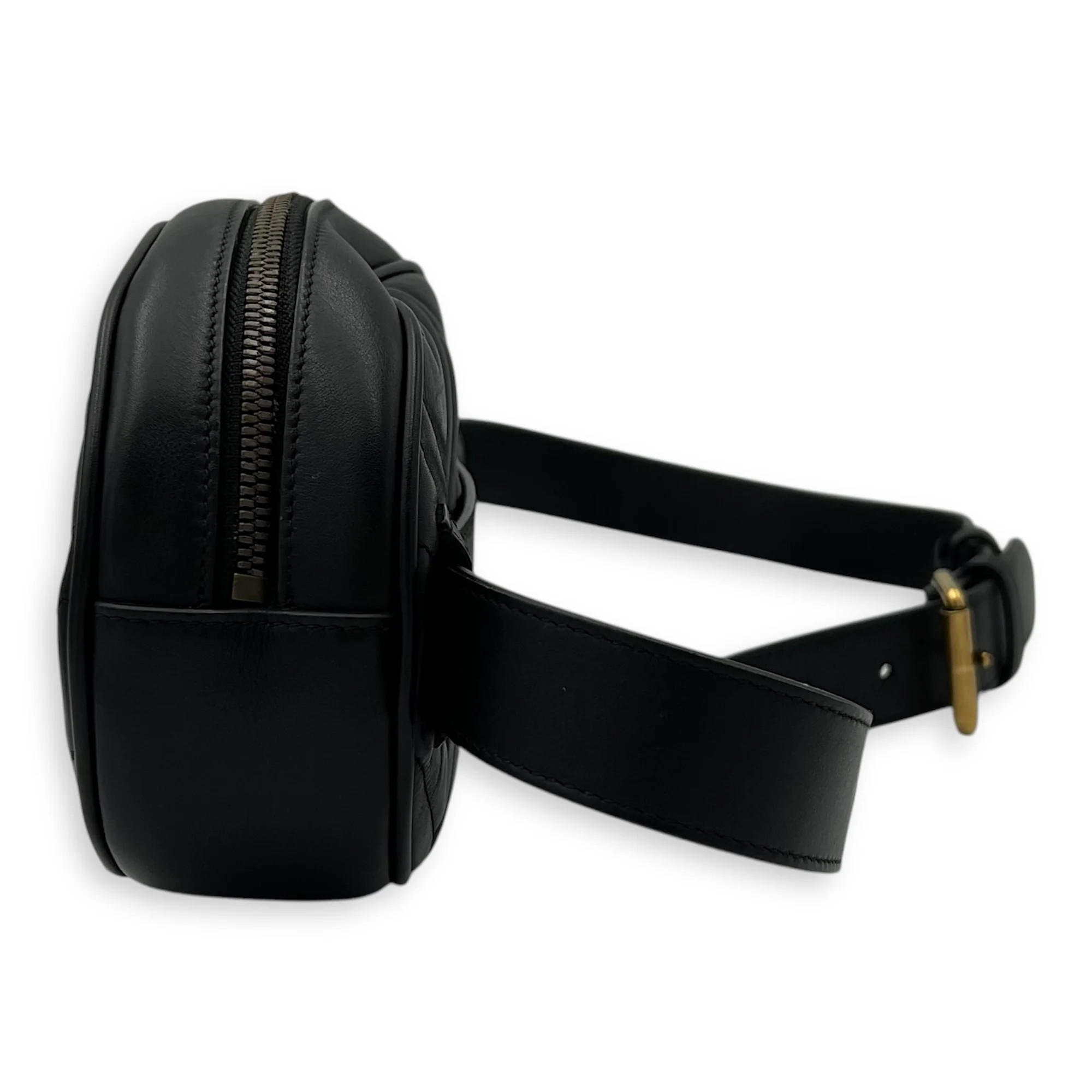 GG Marmont Belt Bag Black in Calfskin, Gold hardware