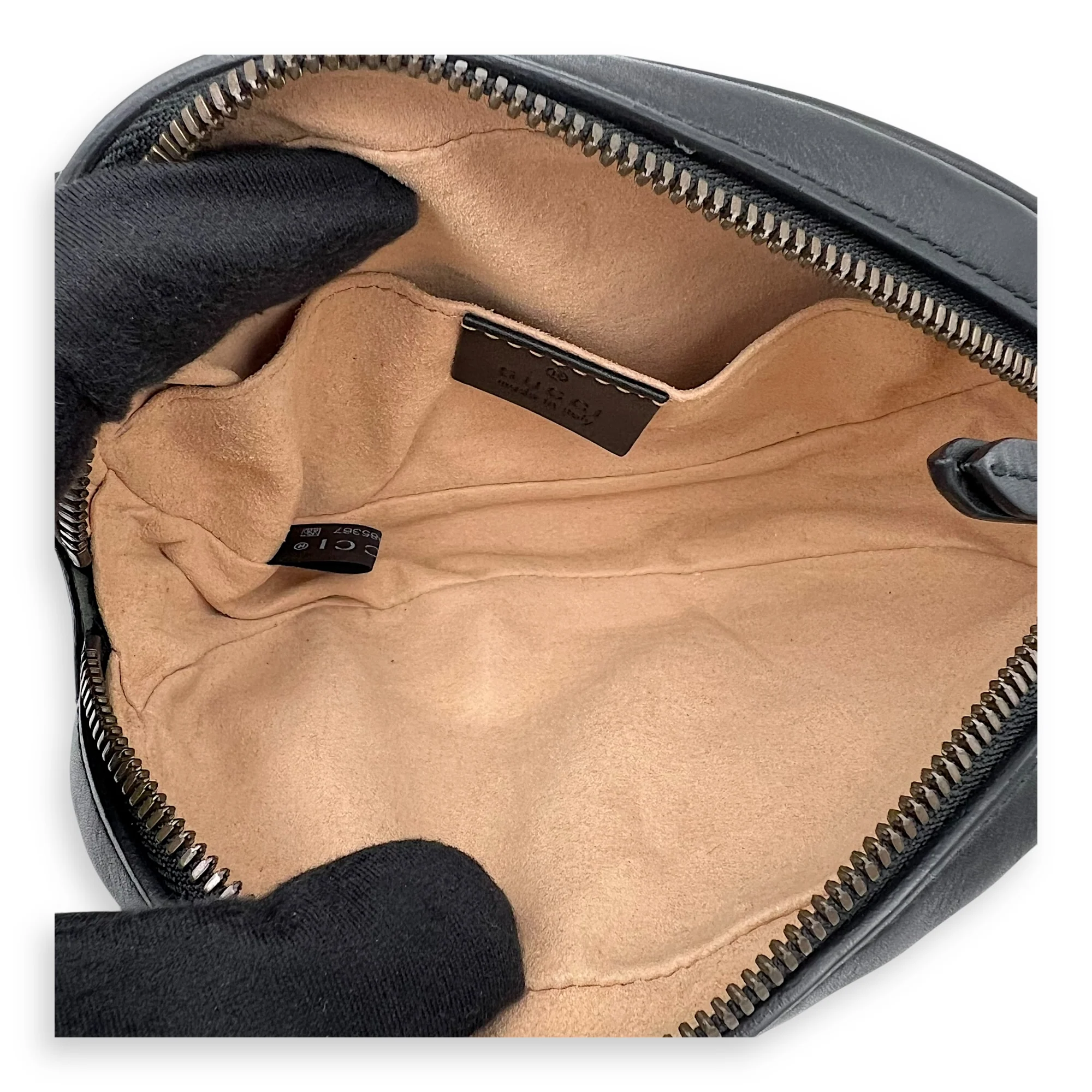 GG Marmont 75cm Black Belt Bag in Calfskin, Gold hardware