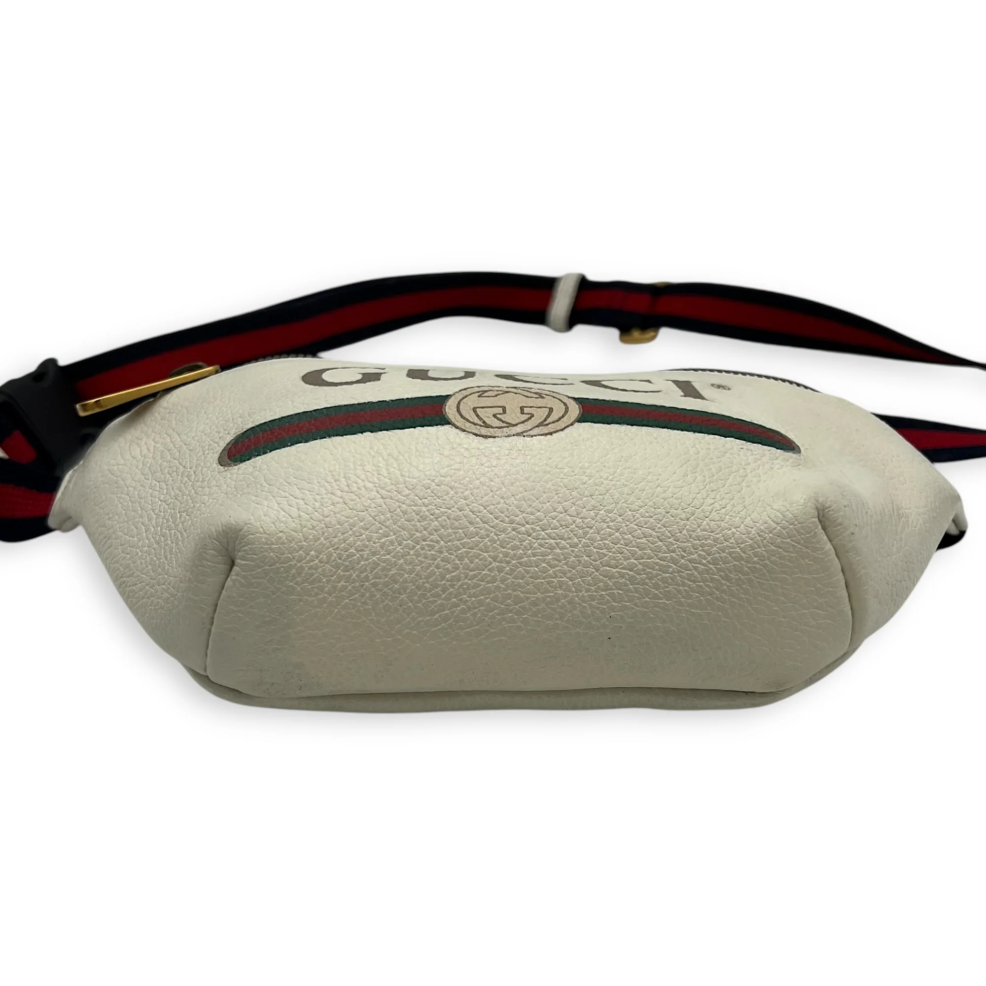 GG Belt Bag White in Calfskin, Gold hardware
