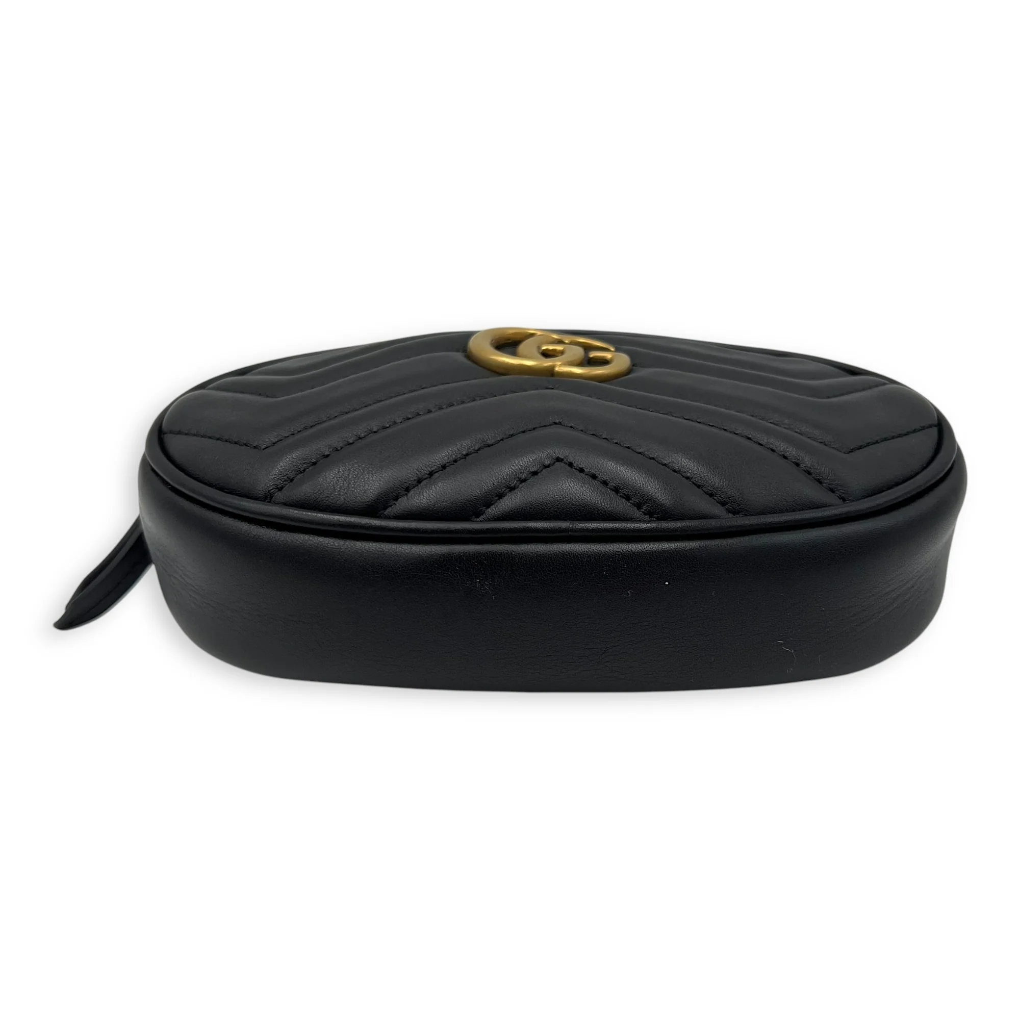 GG Marmont 75cm Black Belt Bag in Calfskin, Gold hardware