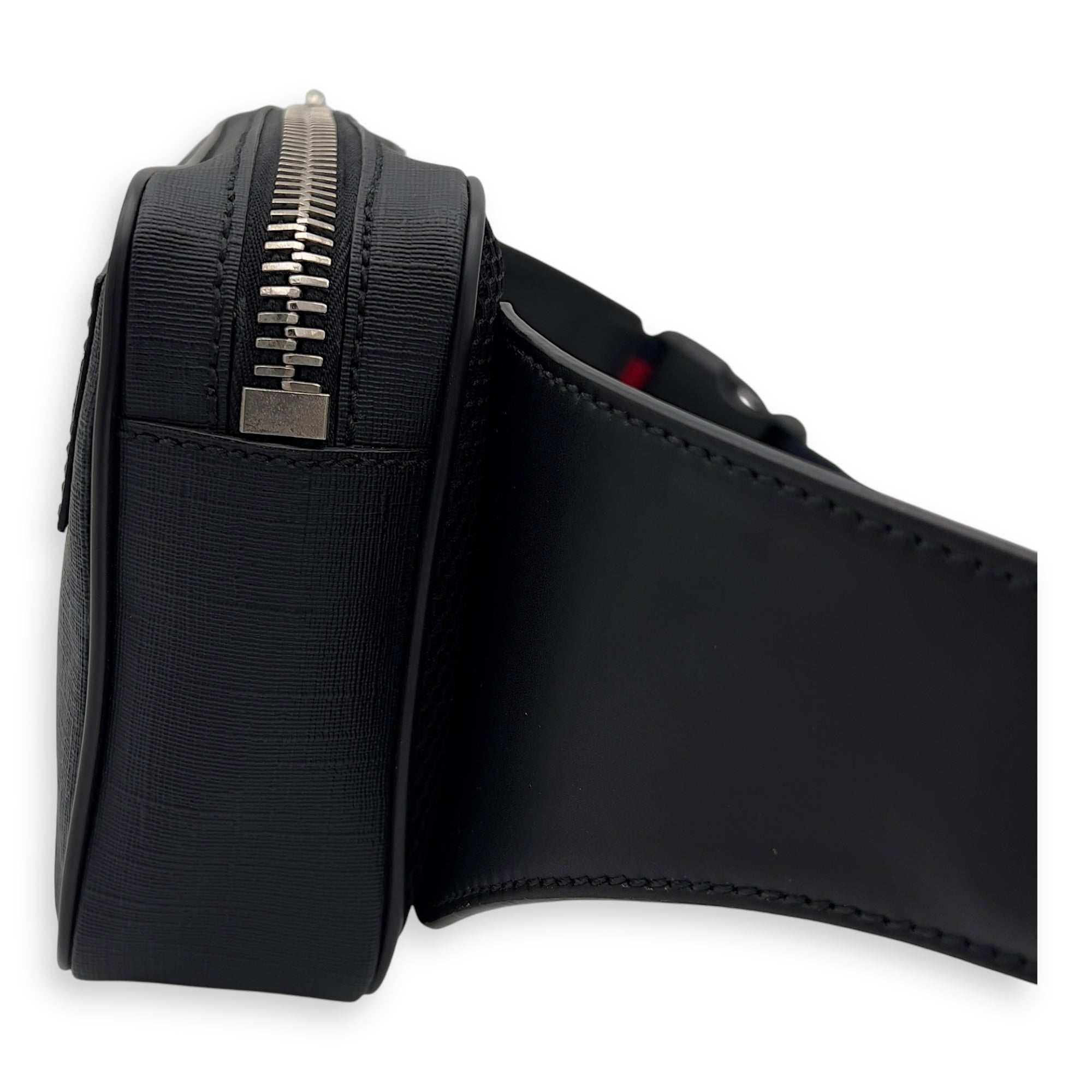 GG Supreme Black Belt Bag in Monogram Coated Canvas, Silver hardware