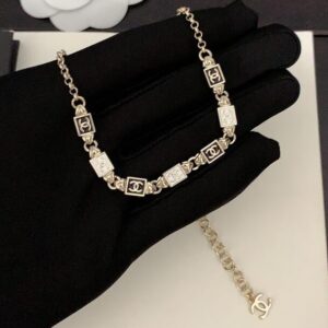 Black and white square necklace