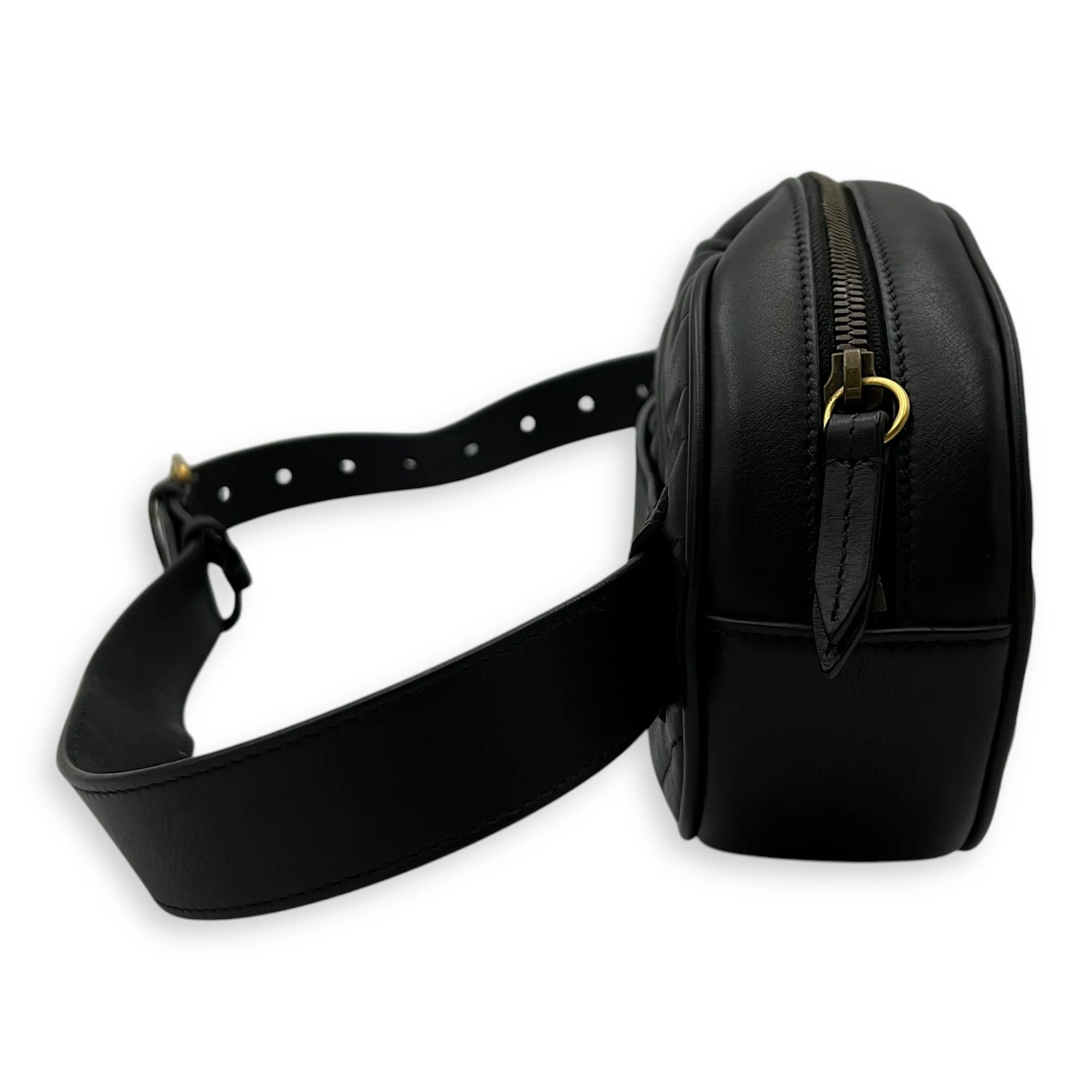 GG Marmont Belt Bag Black in Calfskin, Gold hardware
