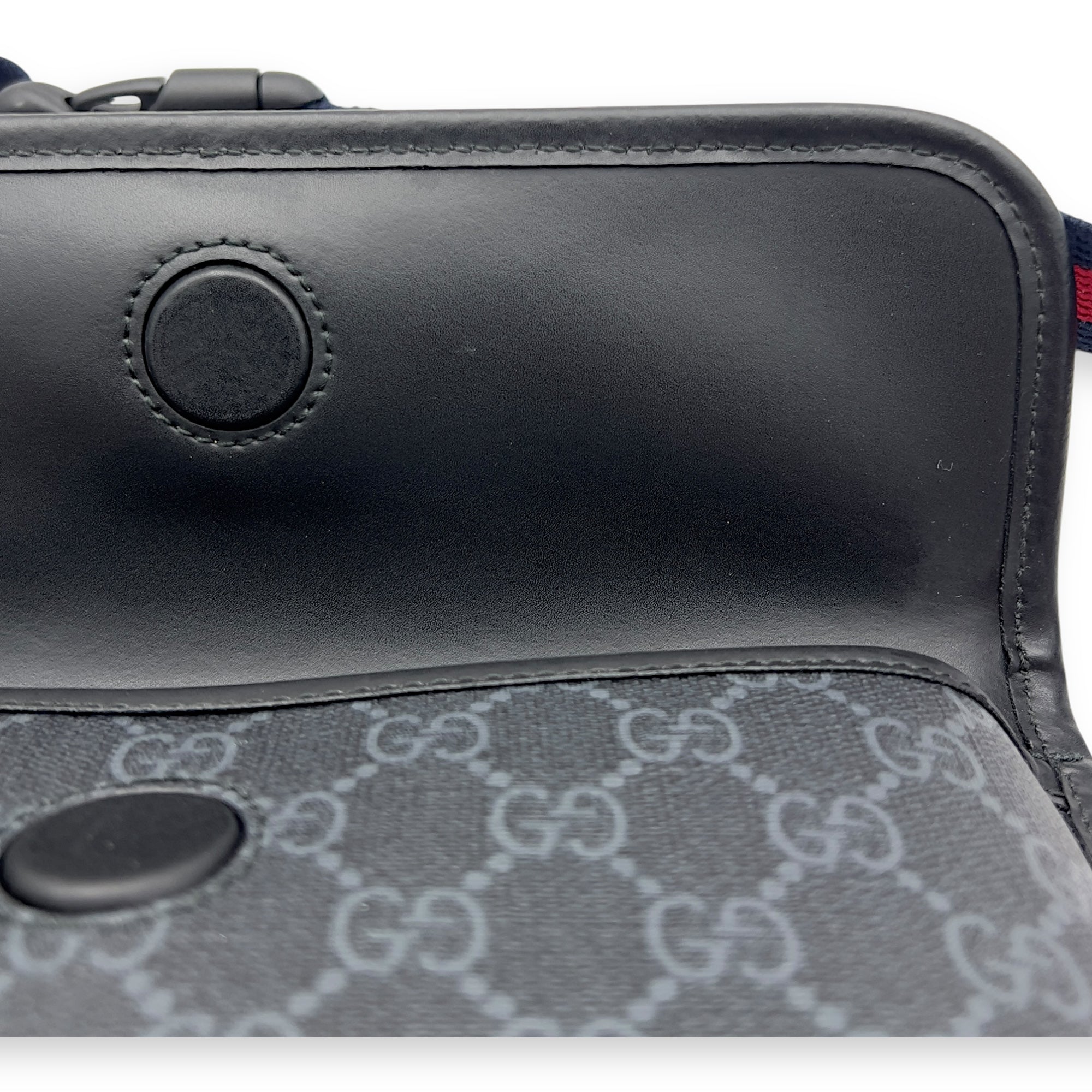 GG Supreme Belt Bag Black in Monogram Coated Canvas, Silver hardware