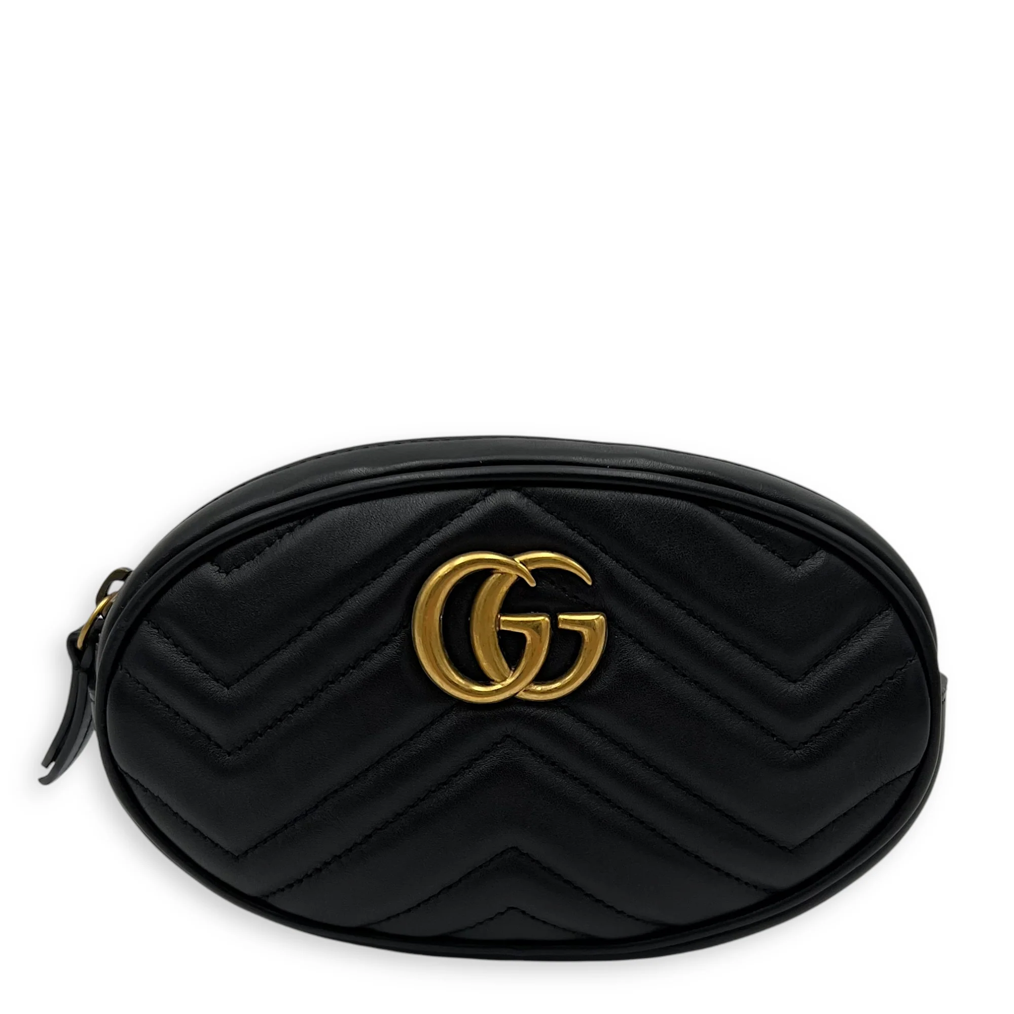 GG Marmont 75cm Black Belt Bag in Calfskin, Gold hardware
