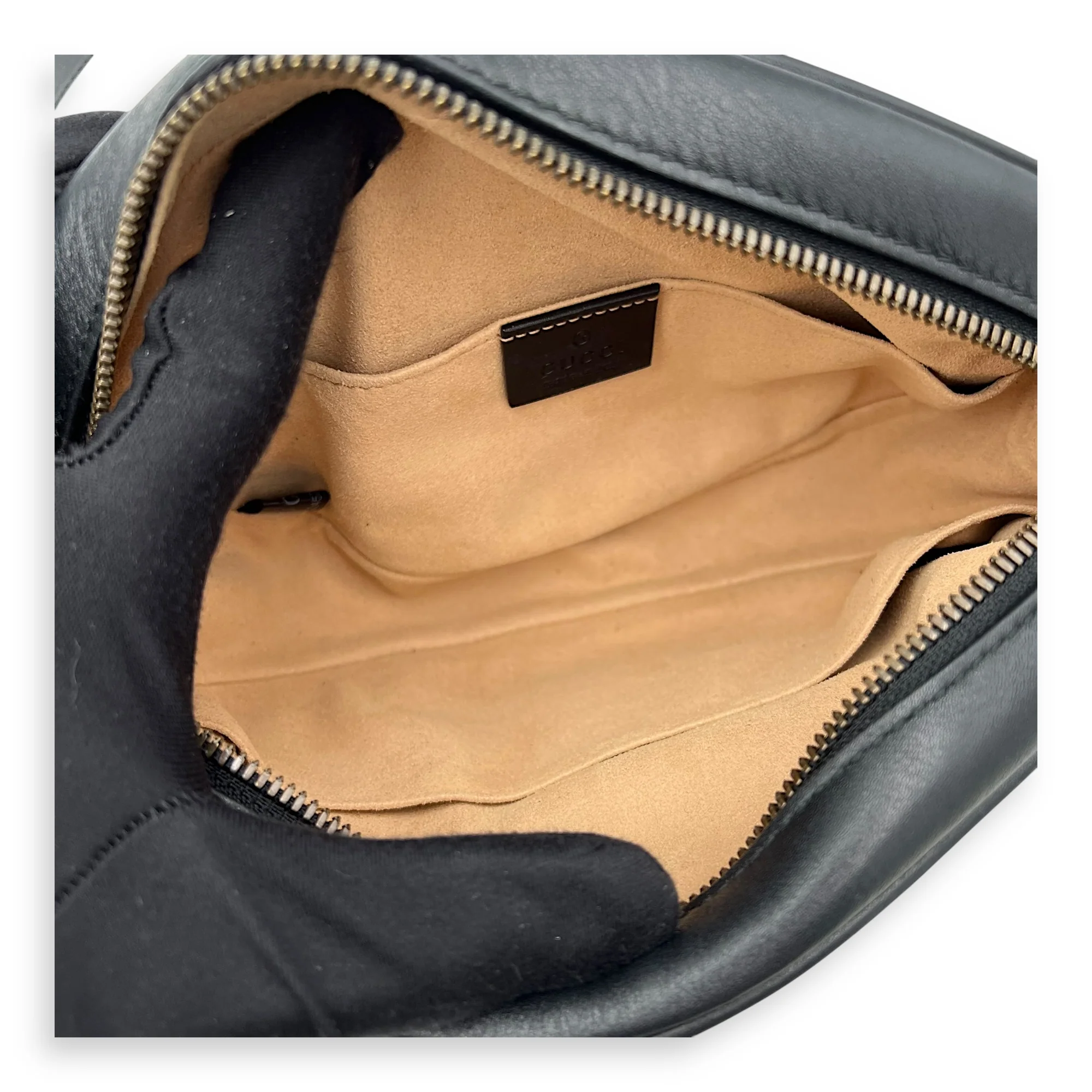 GG Marmont 85 Black Belt Bag in Calfskin, Gold hardware