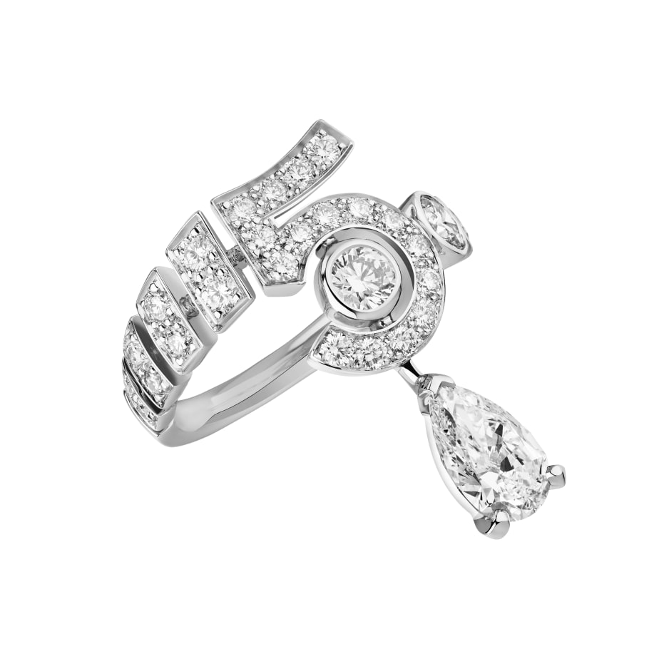 N'5 DROP WHITE GOLD RING